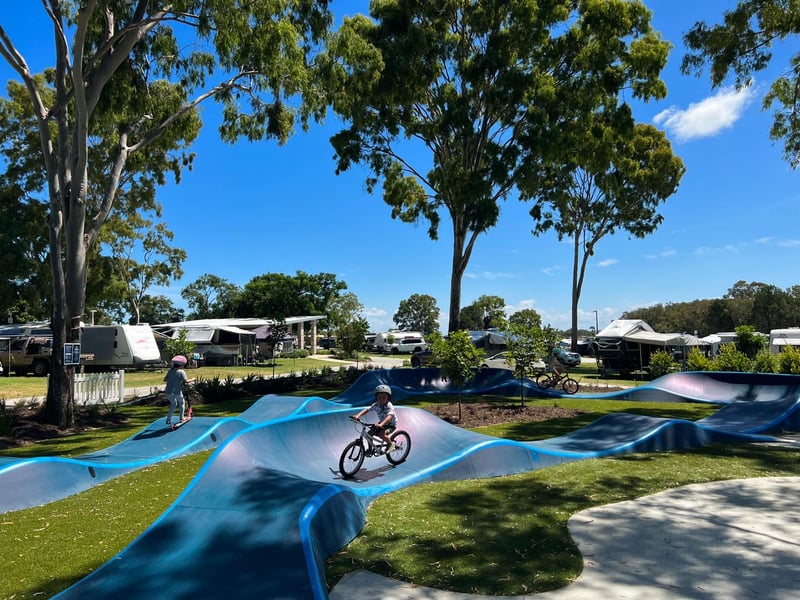 A PARKITECT modular pumptrack at the Sandstone Point Holiday Resort