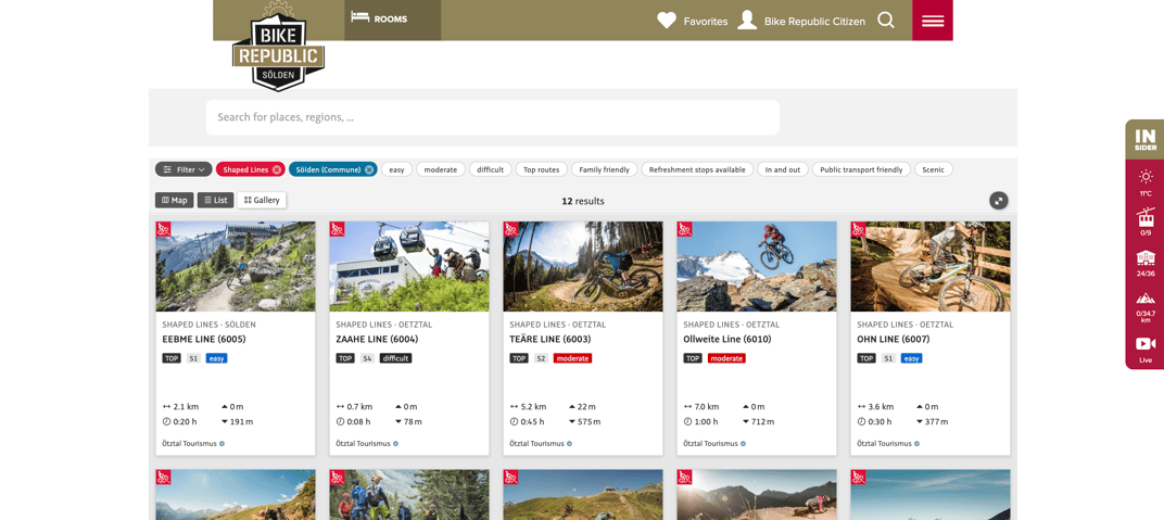 An amazing filter on BikeRepublic Sölden’s website features a range of filters, pictures and details to help you find your perfect track. Courtesy of BikeRepublic Sölden.