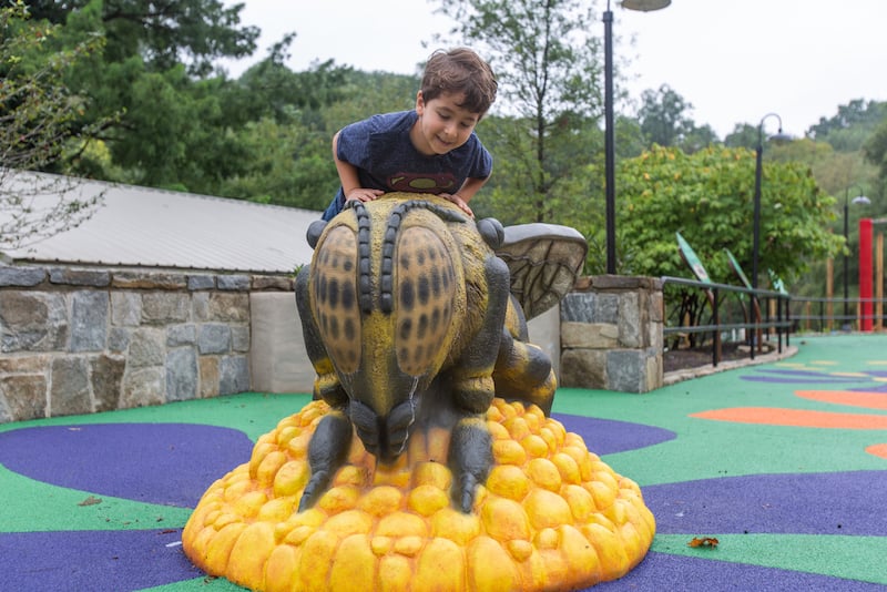 Me and the Bee is a themed playground at the Smithsonian’s National Zoo in Washington, D.C. It allows visitors to “shrink down to the size of a honeybee” with honeycomb structures, flowers and a climbable bee sculpture.