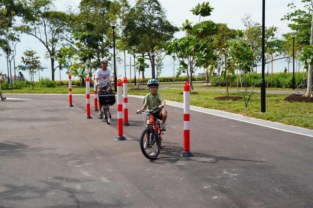 Cyclist Park at East Coast Park in Singapore offers two different skill level courses for cyclists to improve their handling and maneuvering skills. Photo courtesy Singapore National Parks Board.