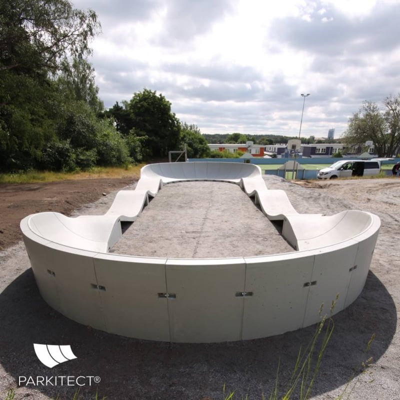 PARKITECT modular pumptrack made of precast concrete in Sweden.