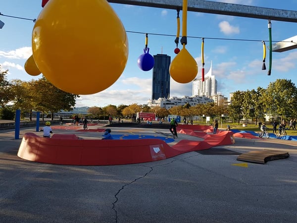 PARKITECTs modular pumptrack is used at the Radmotorikpark in Vienna, Austria