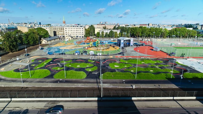 Velosolutions asphault pumptrack at Rigas Central Sport Square